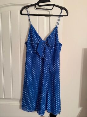 Alice + Olivia Cobalt Blue Polka Dot Tie-Front Mini Dress